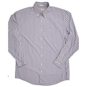 Onward Reserve Performance Gingham Button Down Shirt Blue Pink M Classic Fit